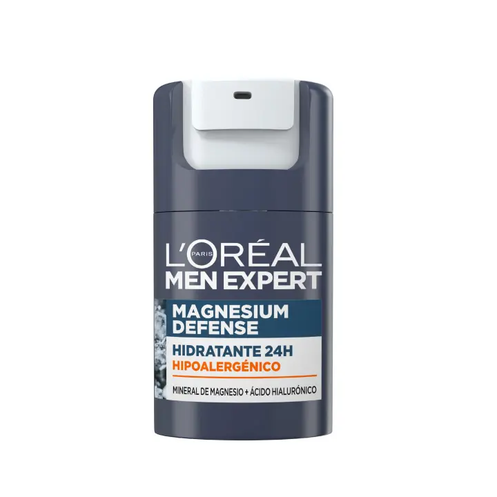 L'oreal Men Expert Crema Hidratante Hipoalergénica Mineral de Magnesio + Ácido Hialurónico. Calma, Protege y Fortalece la Piel. Testado En Pieles Sensibles. - 1