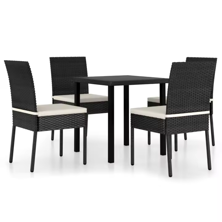 vidaXL Conjunto de comedor de jardín 5 piezas ratán sintético negro - 1