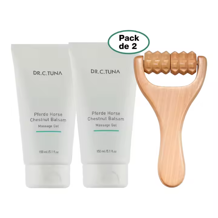 Pack x2 Gel de Masaje + Regalo Rodillo de masaje – Ideal para piernas pesadas – Con Castaño de Indias, Menta, Mentol y Aceites Esenciales – FARMASI – Dr. C. Tuna - 1