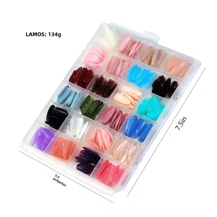 Kit De Uñas Postizas Press on 576 Piezas Acrílicas Extensión Coffin Formas Gel Para Póster De Uñas Artificiales Set De Herramientas - 1