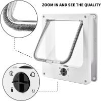 4 Posiciones Gato Flap Cat Flap con Túnel Recorte Cubierta Perro Gato Flap Puerta con Cerradura Pequeño Animal Gato Flaps Cat Mate Bloqueable Fácil de Instalar Blanco (M) - details 3