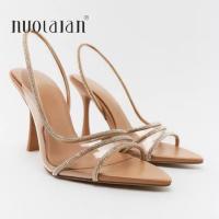 Sandalias De Transparencia Para Mujer Verano 2025 Con Tacón Alto Y Cadena De Diamantes Slingback Zapatos Sexys Para Fiesta Y Boda - details 1