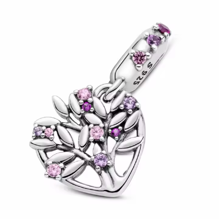 Charm Colgante Pandora Corazón Árbol de la Vida Rosa - 1