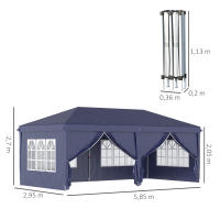 Outsunny Carpa Plegable 6x3x2,7 m Cenador de Jardín Gazebo Plegable con 4 Paneles 4 Ventanas 2 Puertas con Cremallera 1 Bolsa Anti-UV para Terraza Patio Playa - details 2