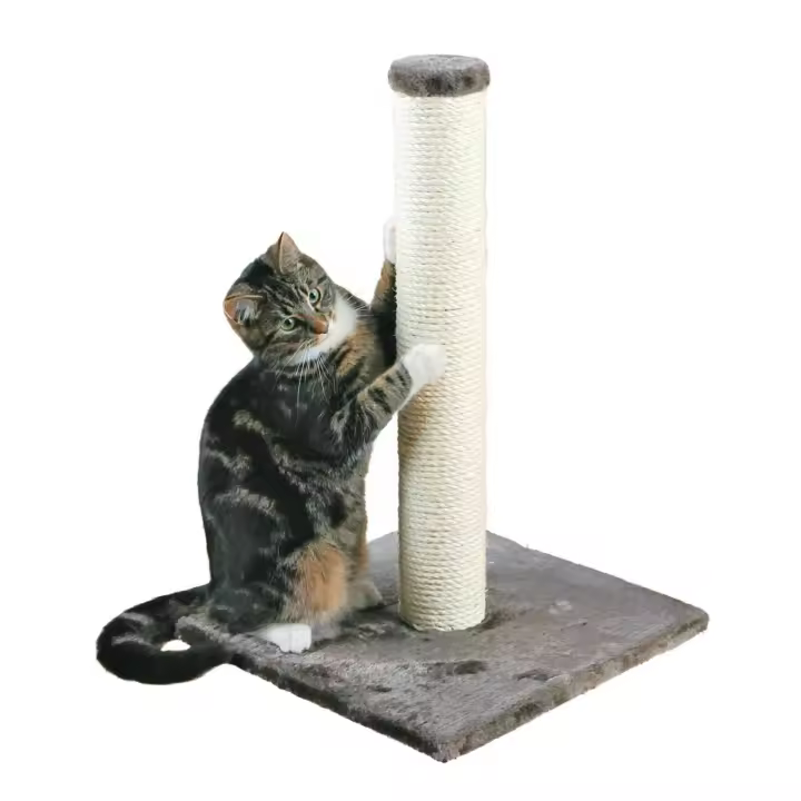 Trixie Rascador para Gatos Poste de Sisal Natural con Forro de Felpa Gris Platino - 1
