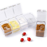 Jars De Condimentos Organizador De Cocina Almacenamiento De Azúcar Y Sal Con Tapa Botellas De Especias Transparentes Accesorios De Cocina Estilo Moderno PS 23.5x9.5x8.5cm - details 7
