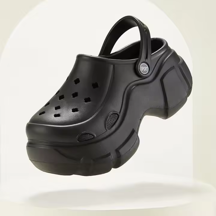 BEVERGREEN Sandalias De Verano Para Mujer 7CM Plataforma Exterior Impermeable Masaje Clog De Playa Slides Negro Diseñador - 1