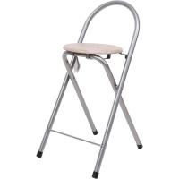 ARISE SHOP-Taburete De Metal (80 Cm) Con Base De Madera - Plateado - details 0