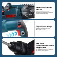 Taladro eléctrico inalámbrico 3 en 1, destornillador potente multifuncional, taladro de impacto, herramientas profesionales de electricista, Hardware para el hogar - details 1
