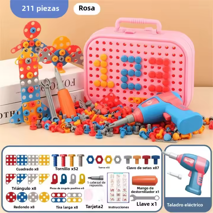 Juego De Juguetes Para Niños Herramientas Eléctricas Taladro De Dinosaurio Juego De Construcción 3D Educativo Para Niños Juguetes De Juego Pretendido Con Tornillos Y Pernos - 1