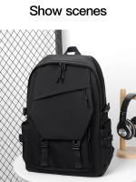 Mochila impermeable de poliéster para hombre, morral sencillo de 15 pulgadas, de Color sólido, a la moda, para ordenador de estudiante y pareja - details 13