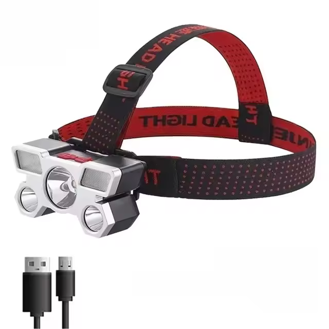 Linterna Frontal LED Recargable Super Brillante Con Batería 18650 Integrada Para Camping Pesca Aventura Al Aire Libre Impermeable Con Modos De Interruptor Alto/Medio/Bajo - 1