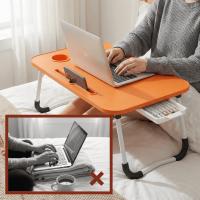 Mesa perezosa multifuncional, Mesa plegable portátil multifuncional de una pieza para cama, mesa de cama plegable portátil, escritorio de ordenador ajustable en altura con portavasos para cama y oficina - details 7