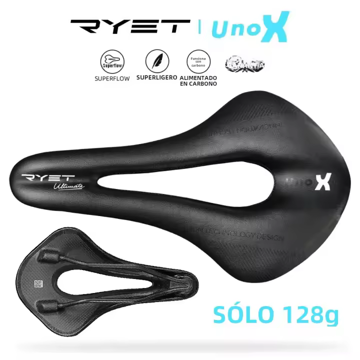 Sillín De Bicicleta RYET Ultraligero De Cuero PU Sillín Suave De Carreras MTB Y Carretera Con Asiento Ovalado Rail7*9 Piezas De Ciclismo - 1