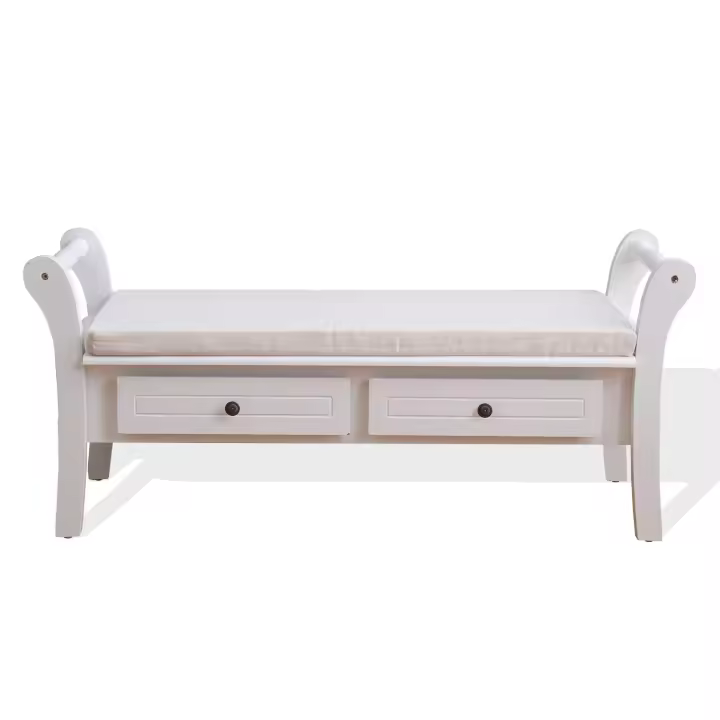 Rebecca Mobiliario Banco Contenedor 2 Cajones Madera Blanca 47,5x108,5x40 - 1