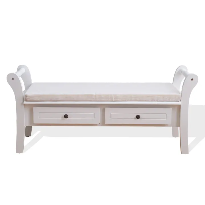 Rebecca Mobiliario Banco Contenedor 2 Cajones Madera Blanca 47,5x108,5x40 - 1