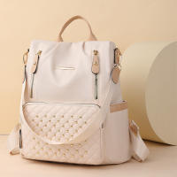 Mochila escolar para estudiantes con forma de diamante de gran capacidad, moderna, sencilla, informal y versátil, mochila para mujer con incrustaciones de remaches. - details 5