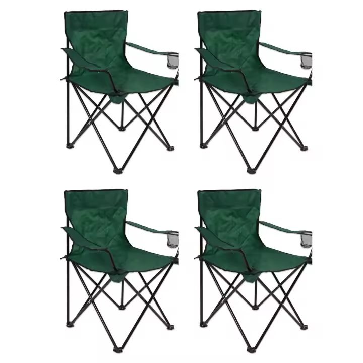 OFERTA[PACK 4] Silla Plegable de Camping de Acero, 50x50x80cm, Silla de Acampada Plegable, Ideal para Camping o Pesca, Estructura de Acero Resistente y Asiento de Lona Impermeable - 1
