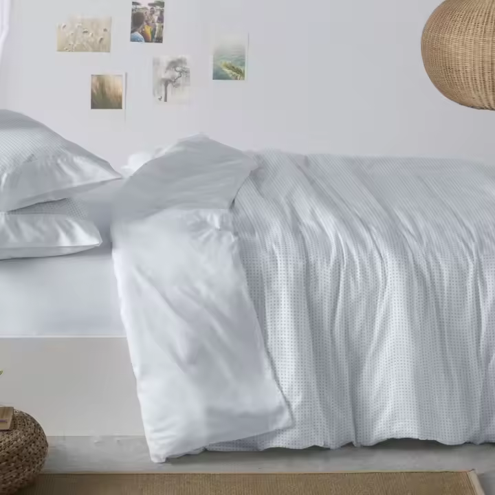 Juego Funda Nórdica 100% Algodón Geométrico Azul - Burrito Blanco | Todas las Medidas | Suave y Duradero - 1