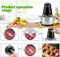 Picadora de Alimentos, Picadora Eléctrica 2L Picadora de Carne Picadora de Verduras Picadora de Ajos para Cocina Doméstica, Picadora de Acero Inoxidable para Cocina, Verduras, Cebolla, Ajo, Ensalada - details 1