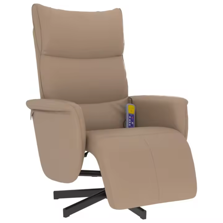 vidaXL Sillón reclinable de masaje con reposapiés cuero sintético Marrón, Gris, Capuchino Sillon Dormitorio Sillon Comodos Silla Relax Sillón Sofá - 1