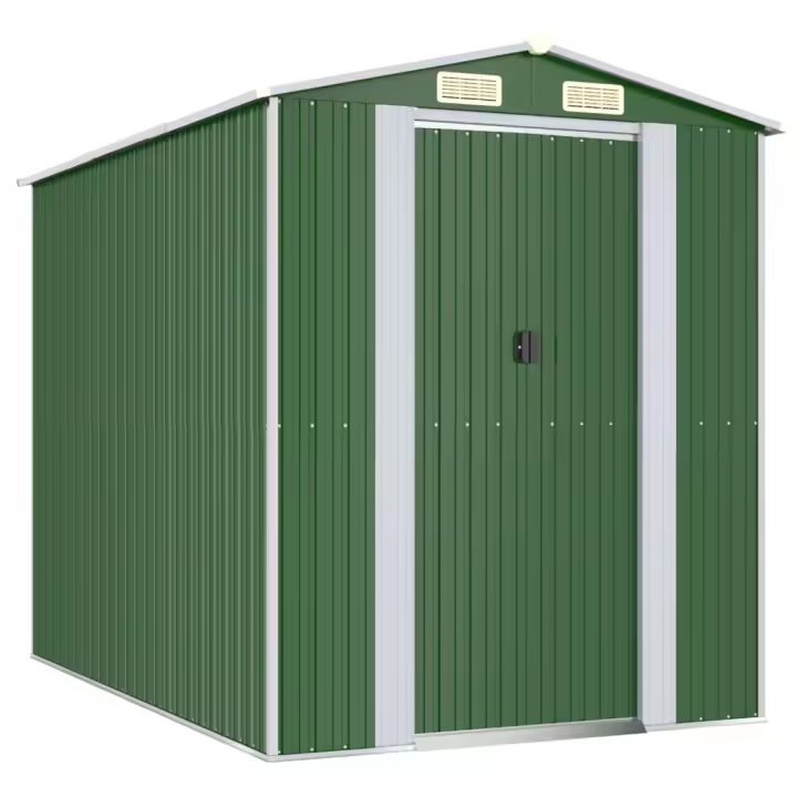 Cobertizo de jardín acero galvanizado verde 192x274x223 cm Decoración de muebles de jardín al aire libre - 1