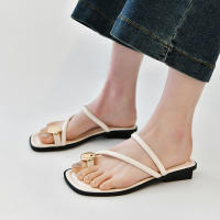 Sandalias De Lujo Para Mujer Zapatos De Verano Mules De Cuña Plataforma Retro Con Decoración Metálica Cierre Pull on Talla True - details 7