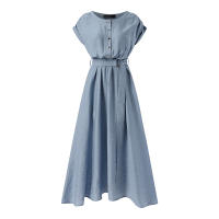 Vestido Corto De Manga Para Mujer ZANZEA 2025 Elegante Y Vintage Vestido Casual De Fiesta Midi De Verano Con Cinturón A-Line - details 8