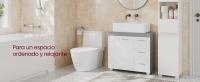 VASAGLE Mueble Bajo Lavabo, Armario de Baño, 3 Cajones, 2 Compartimentos Detrás de la Puerta, Apto para Lavabos con Pedestal, con Pies, 30 x 70 x 64 cm, Blanco Nube y Beige Natural/Blanco Nube y Gris Paloma - details 0
