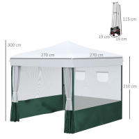 Outsunny Carpa Plegable 2,7x2,7 m con Laterales de Malla Cenador de Jardín Protección UV30 con Altura Ajustable 2 Ventanas y Bolsa de Transporte para Patio Terraza Blanco y Verde - details 2