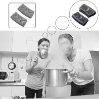 2 pares de manoplas de silicona caliente olla agarre mango cubierta manga agarre Mitt pizca agarre microondas sartenes anti-escaldado guantes griddles manopla, gris negro - details 4