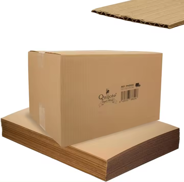 Quijote Paper World Pack 12 Cajas de Cartón 30x20x15cm - Cajas Multiusos, Mudanza, Embalaje, Almacenaje, marrón, diferentes tamaños, capacidad, calidad, dureza, pedidos, encargos, paquetes, envíos, transporte, mudanzas, embalaje, biodegradable, reforzado - 1