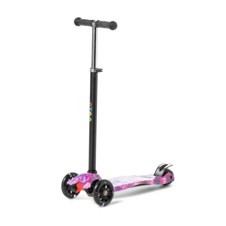 ATAA Patinete de 3 ruedas ATAA Flash, patinete para niños de 3 ruedas con luces LED en todas las ruedas, bonito diseño, manillar regulable en altura, giro por gravedad - 1
