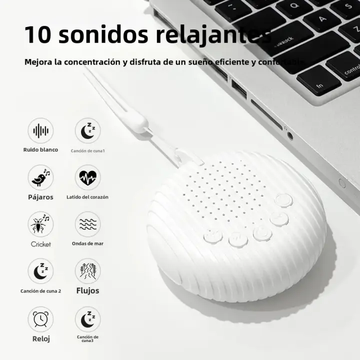 Máquina De Sonidos Blancos Recargable Por USB Para Sueño Bebé Con Despertador Y Cierre De Tiempo Adecuado Para Oficina Y Viajes Soporte Para Dormir - 1