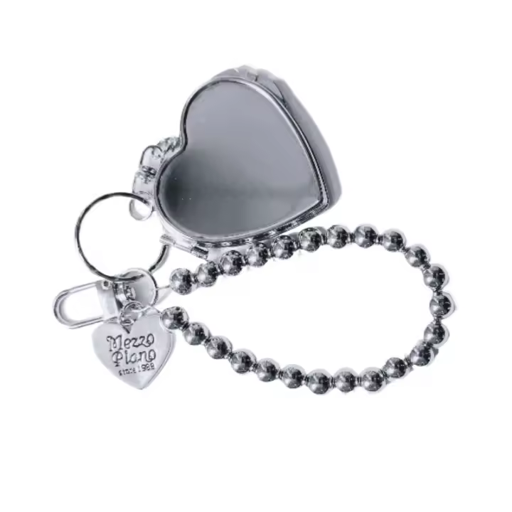 Llavero Estilo Y2K Con Forma De Corazón Y Espejo Accesorio Chic Y Moderno Para Bolso Material De Aleación De Zinc Unisex - 1