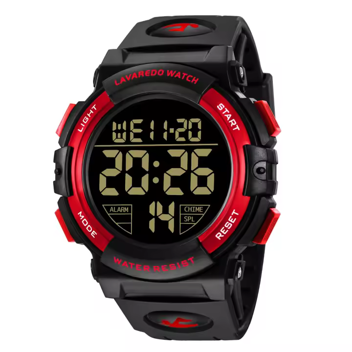 Reloj digital para hombre, deportivo, militar, resistente al agua, cronógrafo, para exteriores, con luz de fondo LED, alarma y fecha - 1