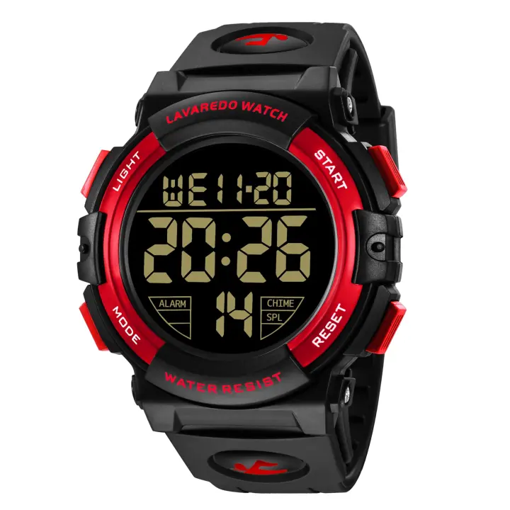 Reloj digital para hombre, deportivo, militar, resistente al agua, cronógrafo, para exteriores, con luz de fondo LED, alarma y fecha - 1