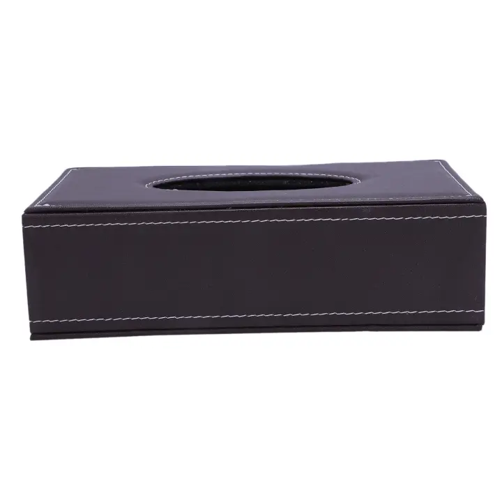 Caja de pañuelos rectangular de cuero portátil, caja de papel de bombeo, regalo para Hotel, hogar y coche, color marrón - 1