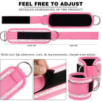 Cinturón De Apoyo Para Tobillo Fitness Con Fluorescencia Y D-Ring Ajustable Manguito De Seguridad Con Hebilla Para Ejercicios De Piernas Y Abductores De Leguas - details 1