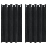 Cortinas opacas vidaXL con ojales 2 pcs de terciopelo negro - details 1
