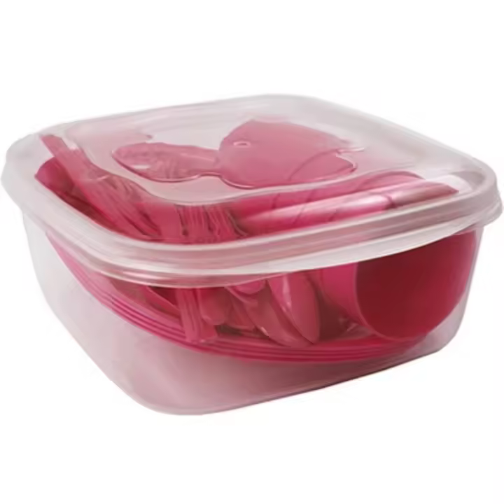 Set de Vajilla Camping HEGA 21 Piezas (4 Servicios) con Caja 3,5L – Reutilizable, BPA Free, Apto Microondas – Ideal para Picnic, Playa, Autocaravana - 1