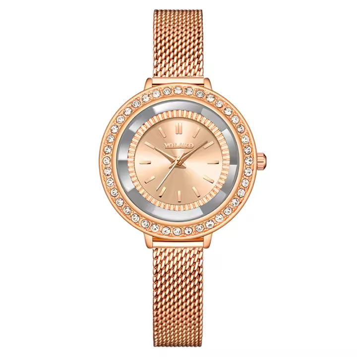 Nuevo reloj para mujer con piedras brillantes, disponible en correa de malla italiana o malla, movimiento de cuarzo, un reloj de lujo para la mujer - 1