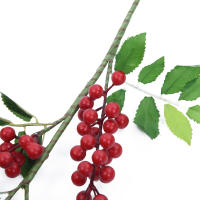 Rama De Bayas Rojas Artificiales De 70CM Adornos De Árbol De Navidad Flores De Imitación De Hollejo Para Decoración Doméstica DIY - details 0
