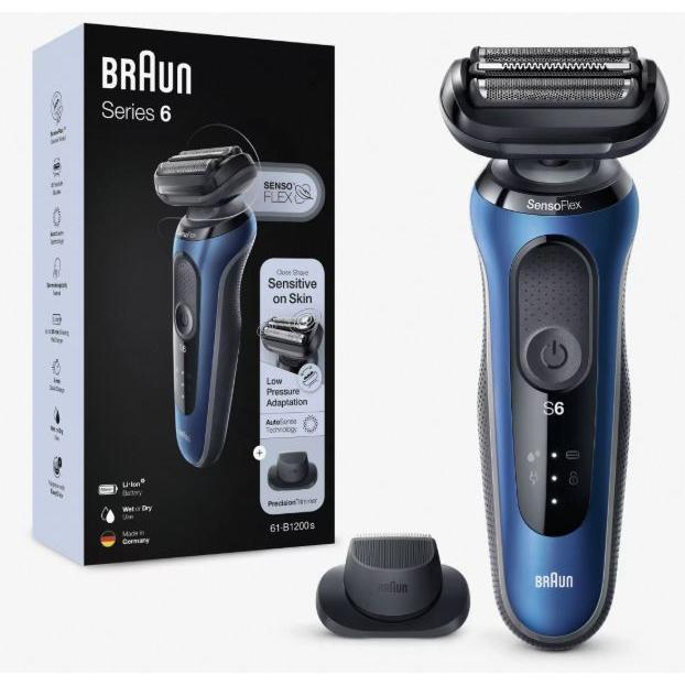 Braun Series 6 61-B1200s - Afeitadora eléctrica para hombre con recortadora de precisión EasyClick SensoFlex, Producto Europeo con Garantía Oficial.