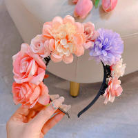Diadema De Flores Coloridas Para Niñas Adorno De Cabello Simulación De Flor Corona De Novia Para Boda Accesorio Para Mujer - details 11