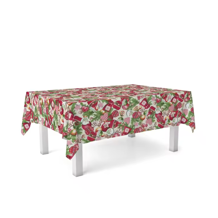 Mantel Resinado Estampado Navidad Modelo Corazones - Diferentes medidas - Colección invierno navidad - Fabricado en España - Donegal Collections - 1