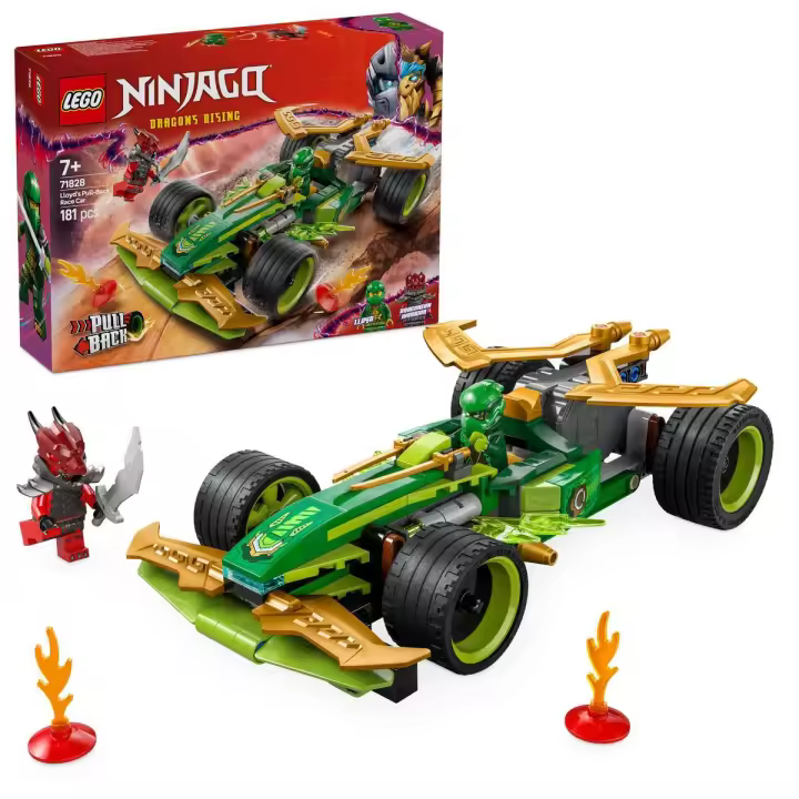 LEGO 71828 NINJAGO Coche de Carreras con Motor de Carga Manual de Lloyd, Juguete, Juego Ninja con 2 Minifiguras, Armas y Katanas, Regalo para Niños y Niñas de 7 Años o Más - 1