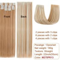 Extensiones De Cabello Sintético Recto BENEHAIR 180g 12PCS 22" Para Mujer Resistente Al Calor Pieza Completa Extensiones De Cabello Con Clip - details 19