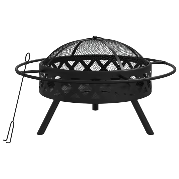 vidaXL Brasero con atizador acero XXL 70 cm - 1
