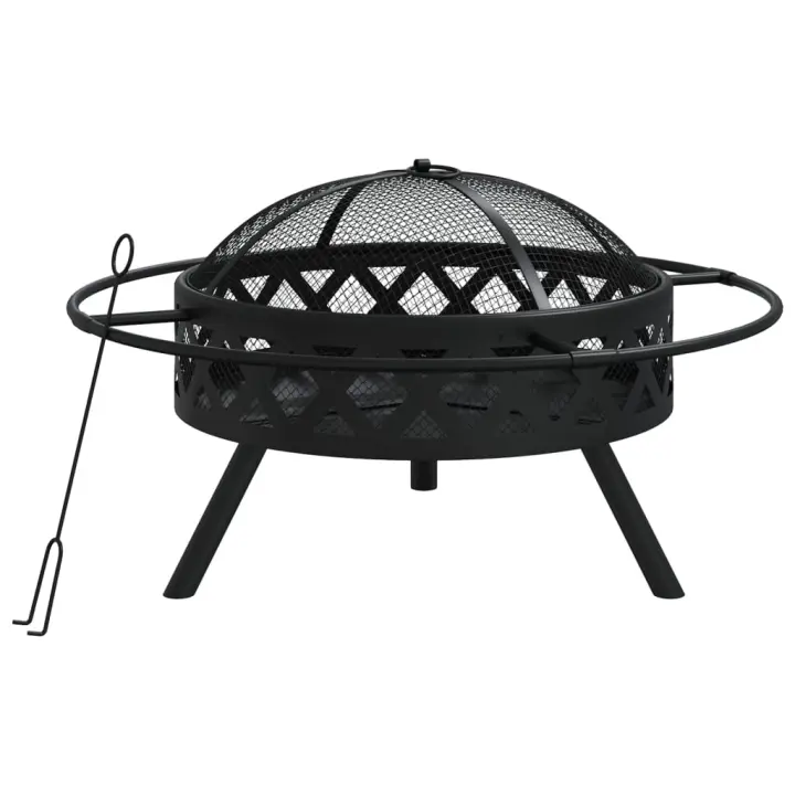 vidaXL Brasero con atizador acero XXL 70 cm - 1